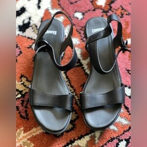 Camper Black Wedge Minimalist Sandals Misia like new